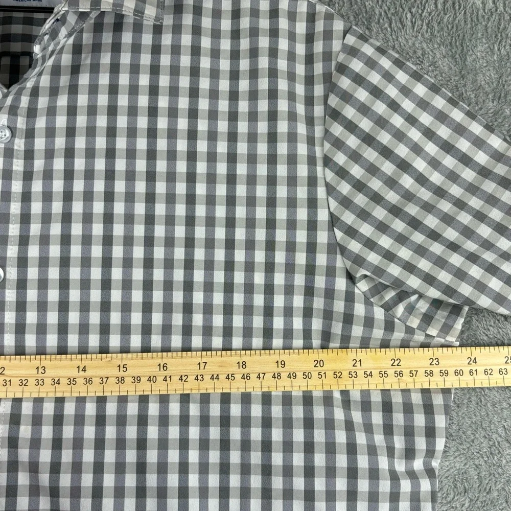 Mizzen Main Shirt Mens XL Trim Fit Performance Button Up‎ Gray White Check
